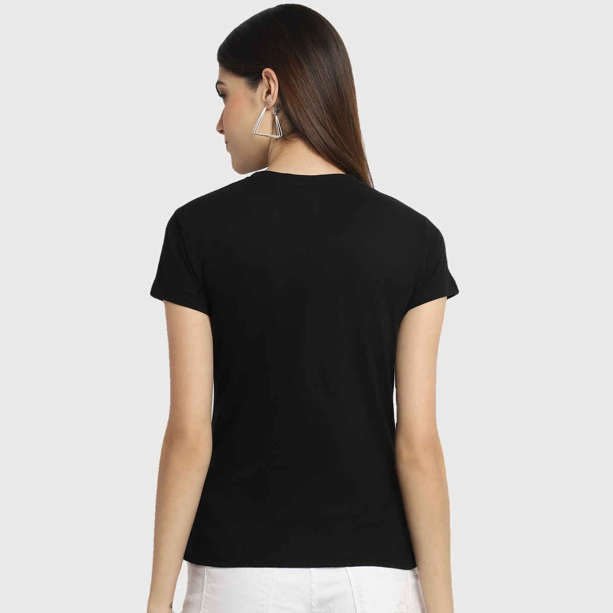 Fabflee Women Regular Cotton Printed Round Neck Tshirt | Black | FAB-WT-38 | XL