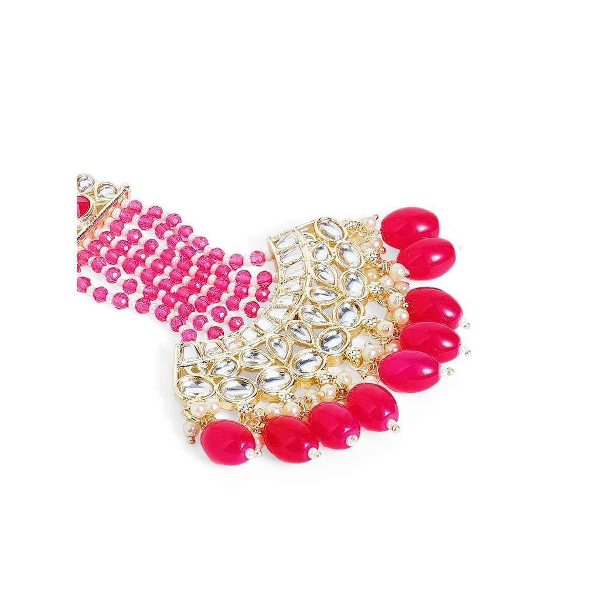 Priyaasi Gold-Plated Kundan Studded Jhumar-Passa Head Jewellery