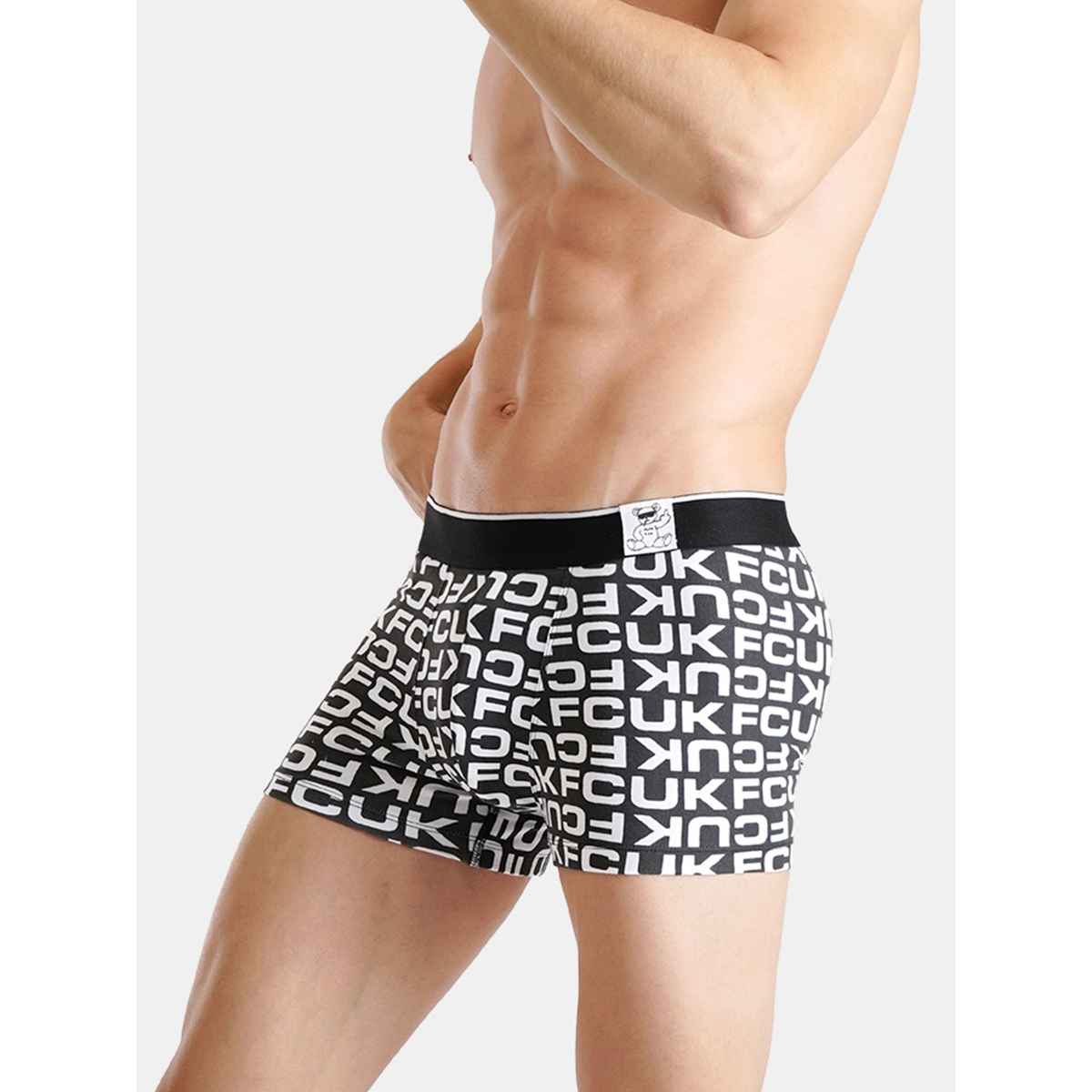 Fcuk Flex Newbold | Men s Printed Trunks Pack of 2 | Black Aop | Flame | M