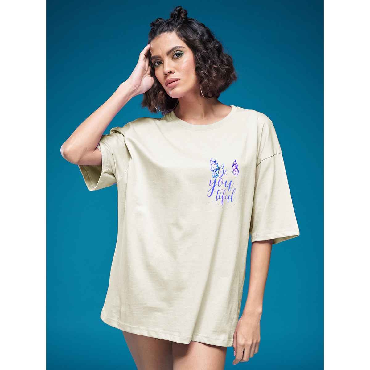 Smartees Women's Oversize Printed T-shirt | WW - 2029 | Skin - L