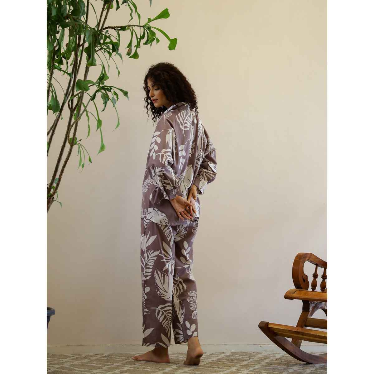 Sanskrutihomes Women Printed Lavender Night Suit SE-NSP-753 | M