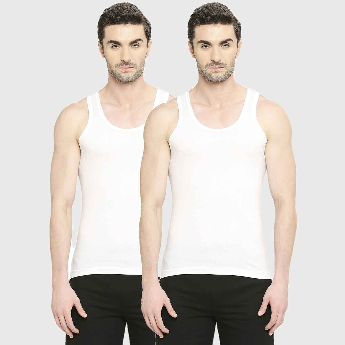 Vip Mens Vest Bonus Premium Rn | Pack of 2 | 100 cm | White