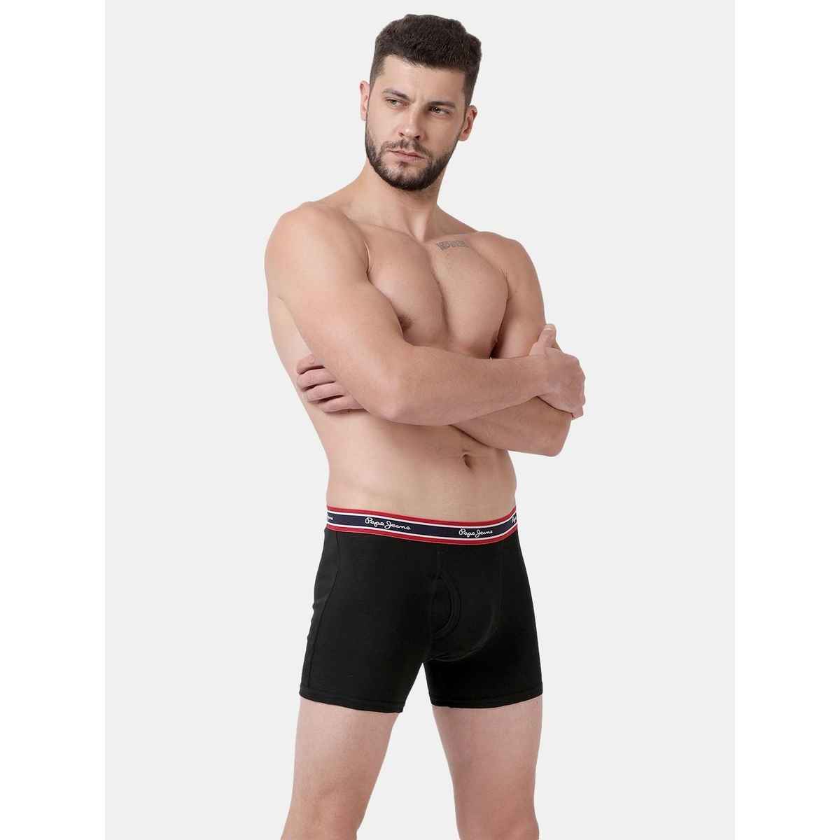 Pepe Jeans Mens Black 100% Cotton Solid Trunk - Pack of 2 (M) Comfort Fit, Soft Fabric