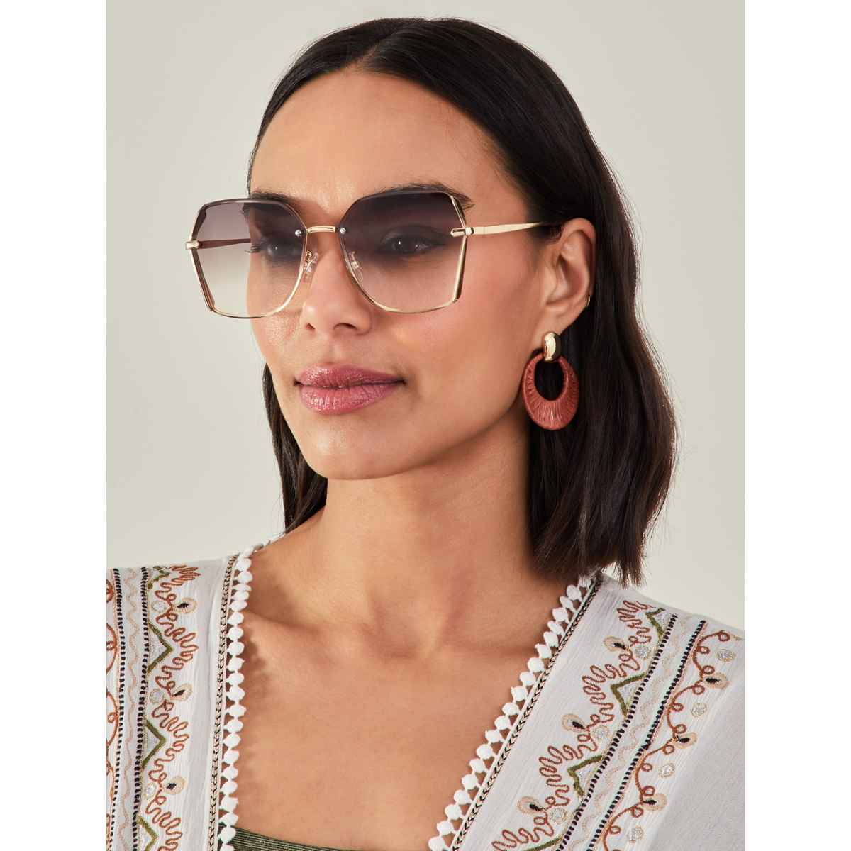 Accessorize London Women's Metal Bevelled Edge Sunglasses