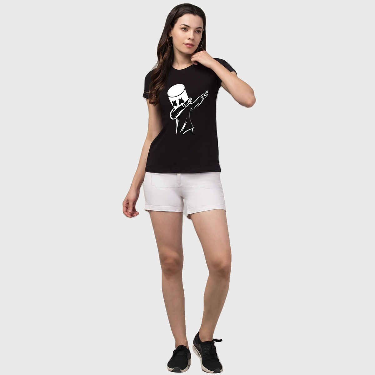 Smartees Women's Printed T-shirt | Black - L