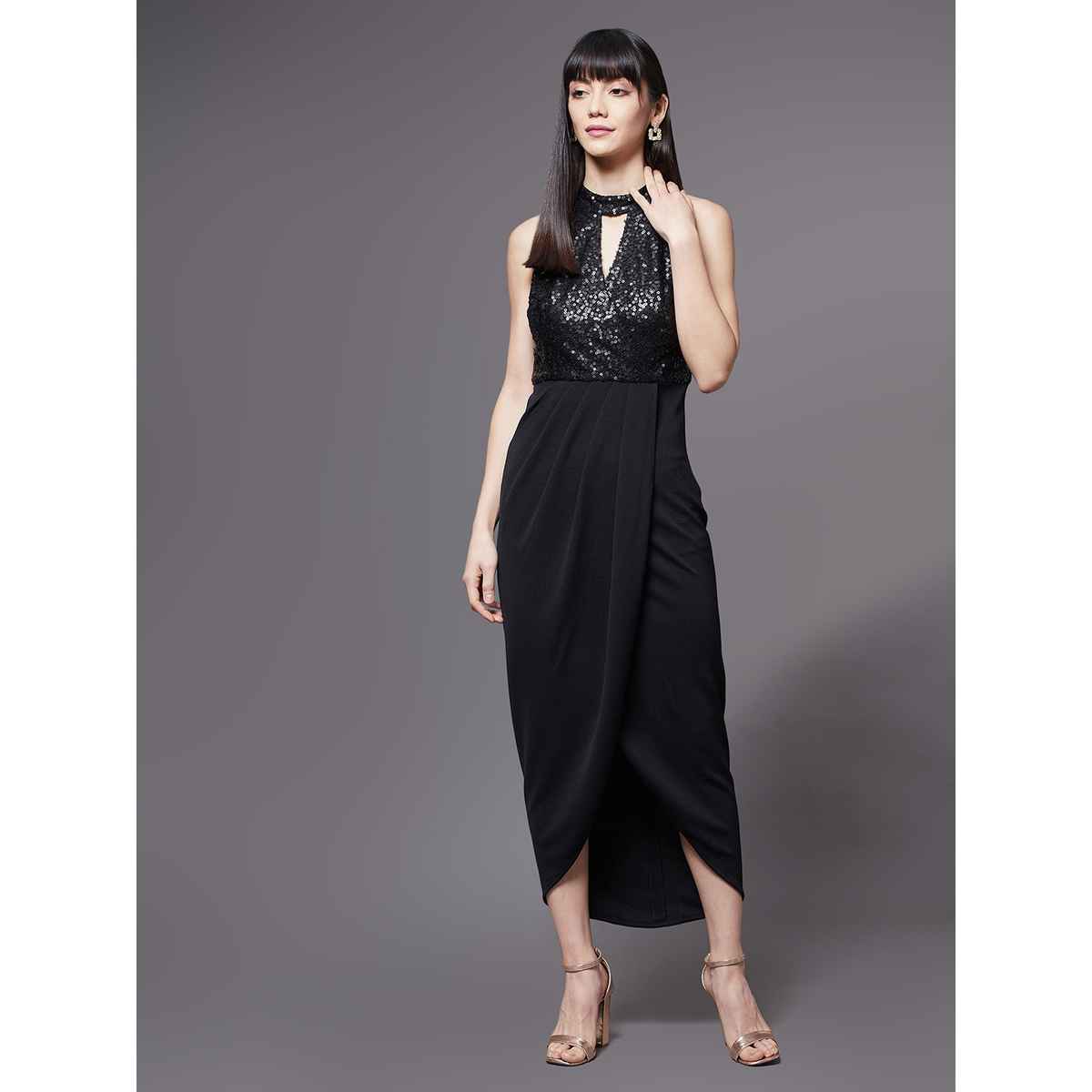 Miss Chase Georgia On My Mind Drapped Dress | Black | XL