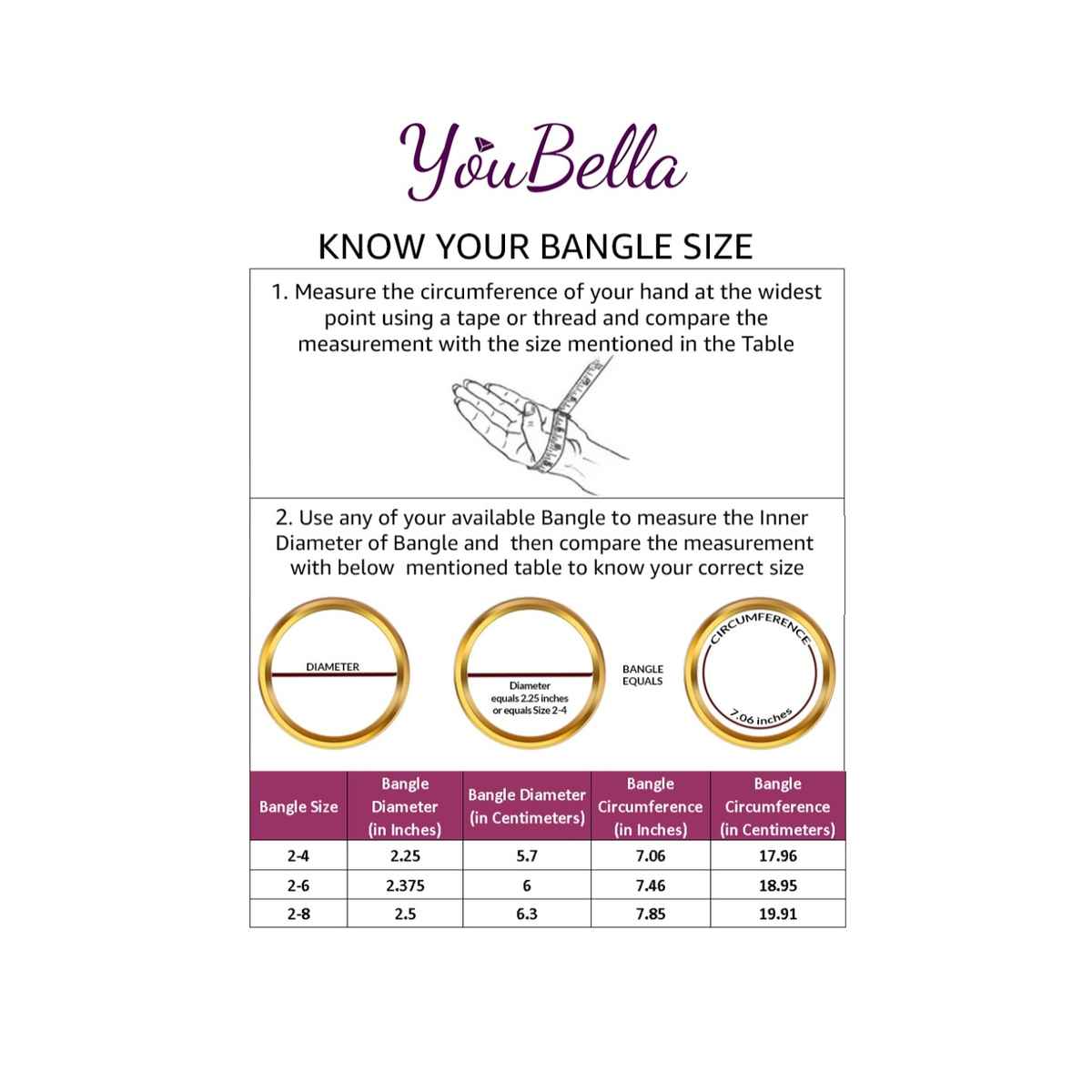 Youbella Jewellery Stylish American Diamond Studded Bangles For Girls And Women(Ybbn - 91891 - 2.4)
