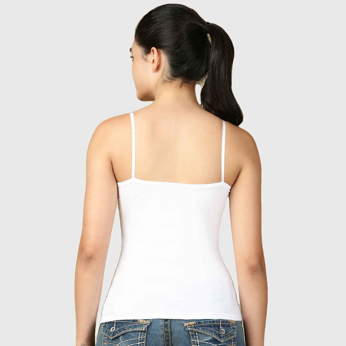 Lux Cozi Women s Premium Ultra Soft Cotton Camisole White and Beige | Size-XL