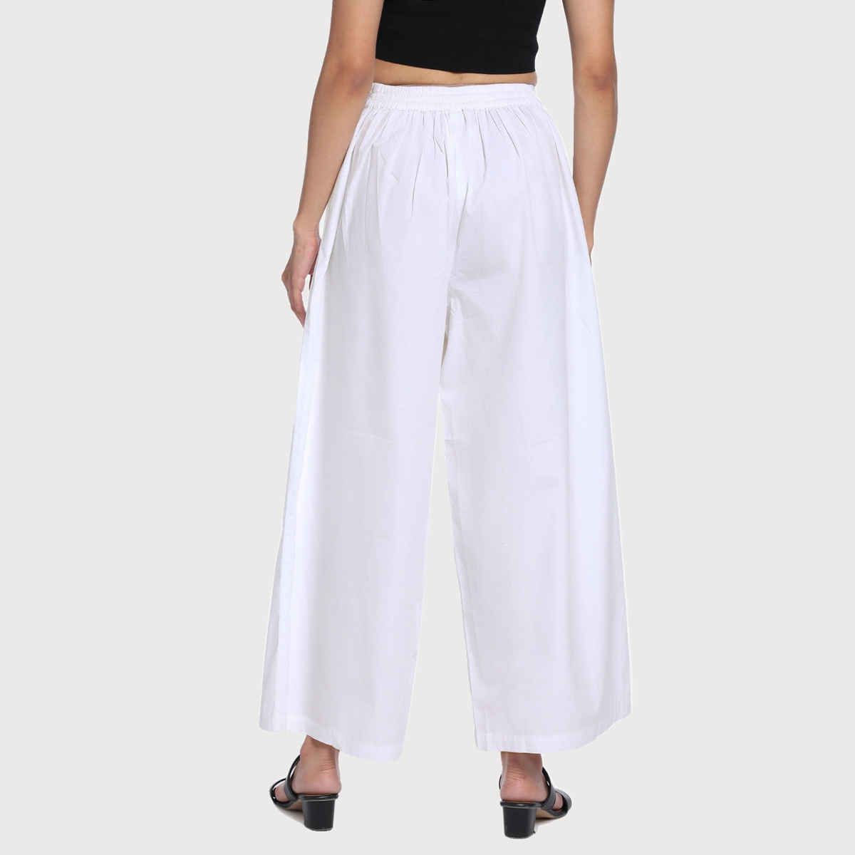 DL Women's Women's Cotton Mid-Rise Plain Regular Fit Parallel Trouser | DLWWTW23002 | White - 34