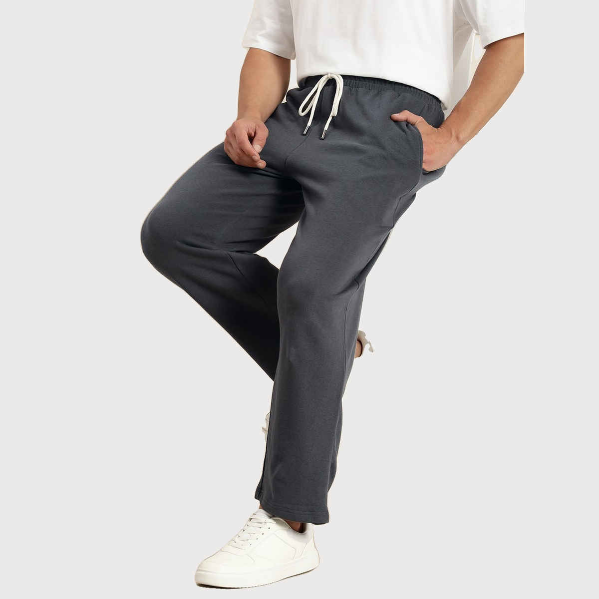 Dillinger Men's Lightweight Relaxed Fit Baggy Knitted Track Pants | Grey - L
