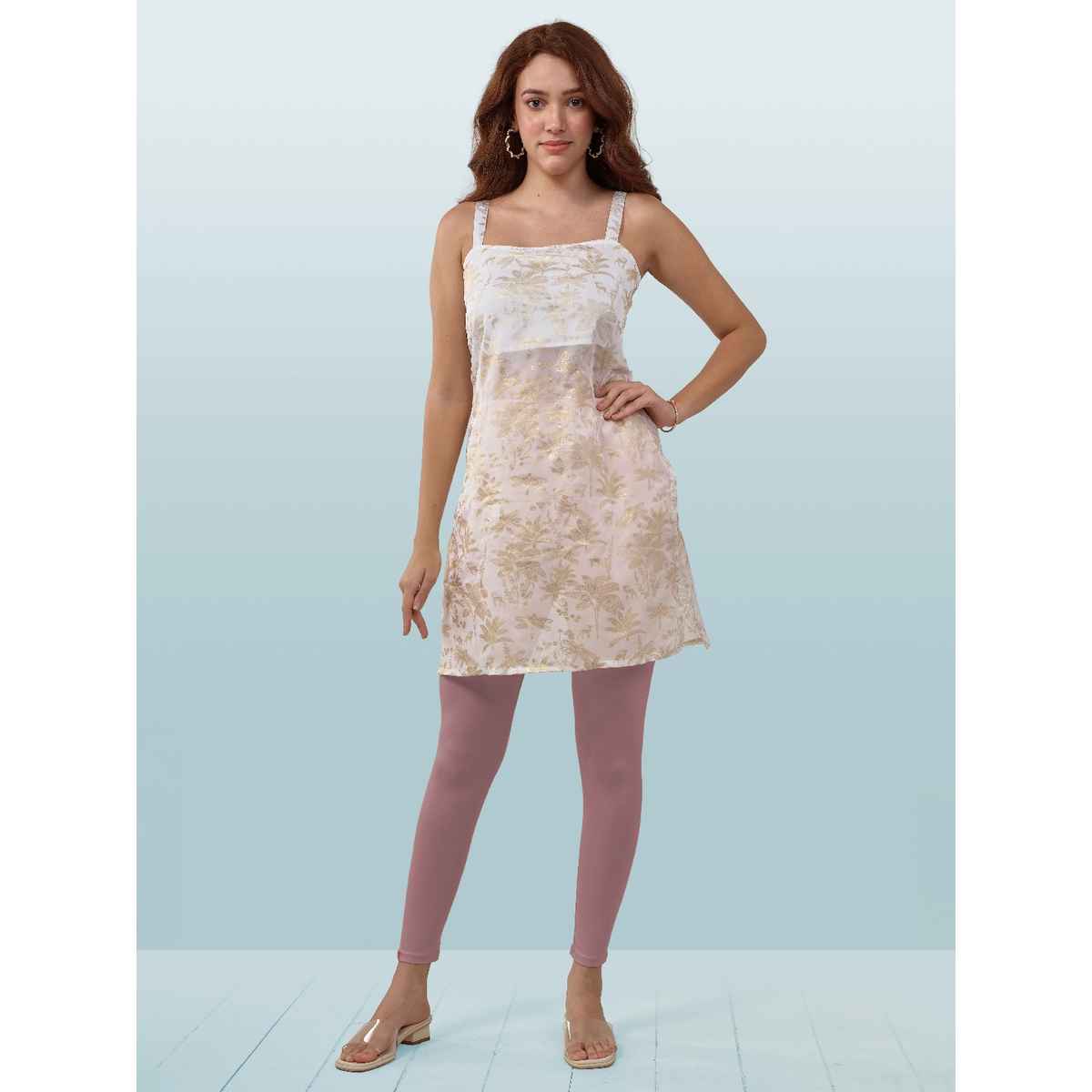 Lyra Women's Leggings Ankle Length | Rosy - Free Size