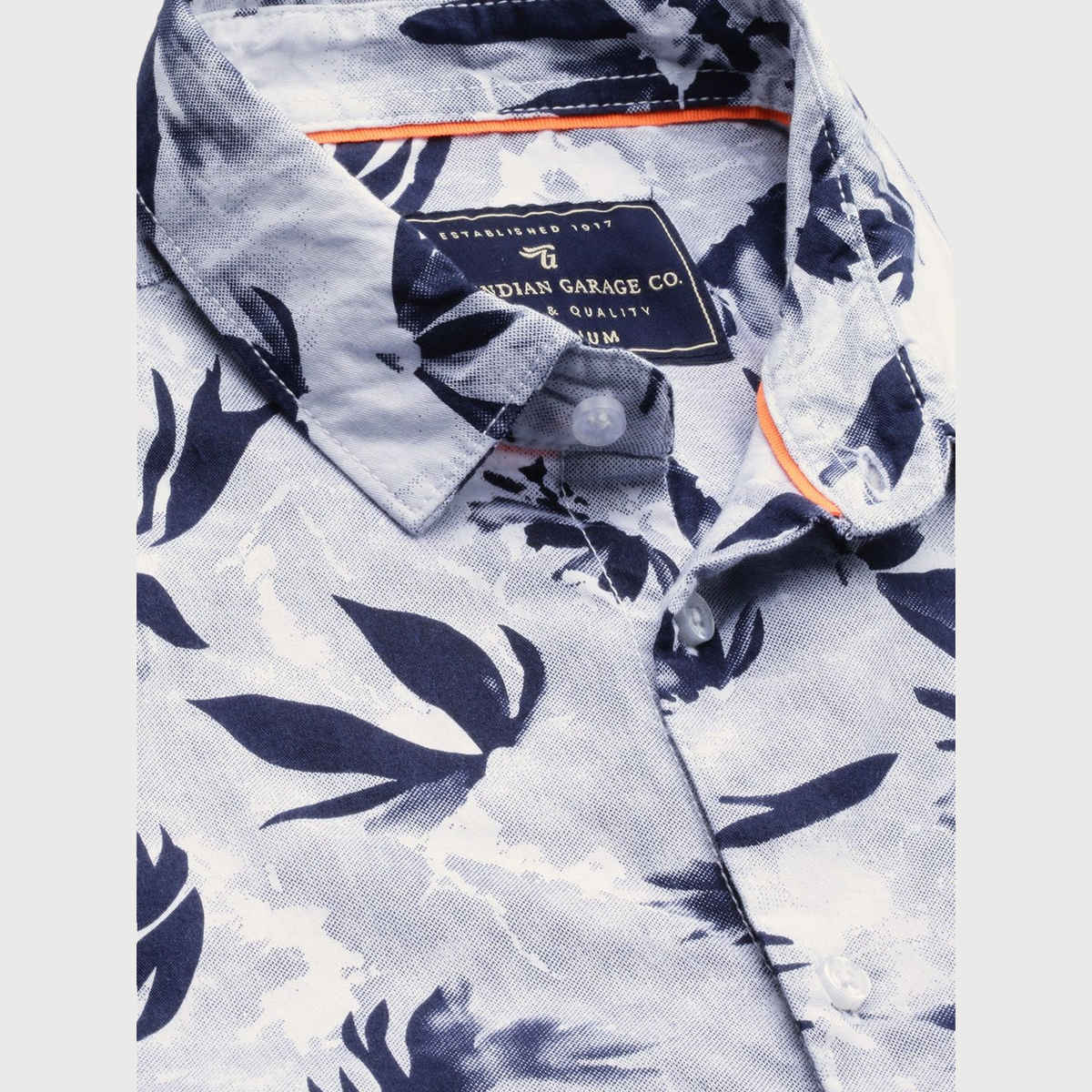 The Indian Garage Co Men's Slim Fit Abstract Print Casual Shirt | White - S