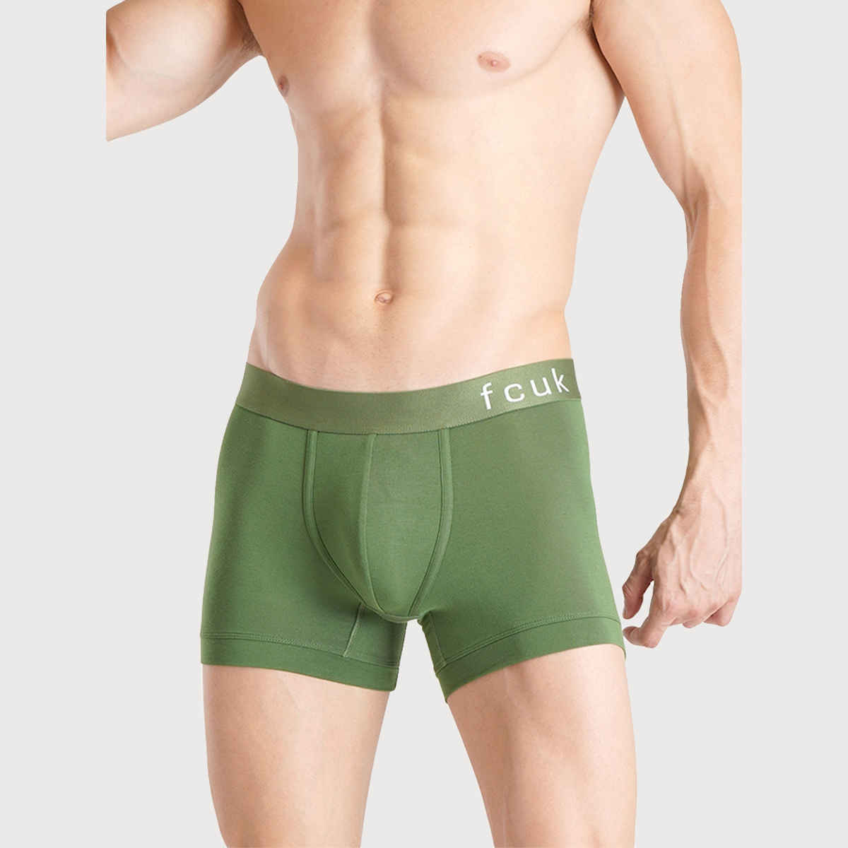 Fcuk Glo Park Royal | Men s Solid Trunks Pack of 2 | Garden Green | Crown Jewel | XL