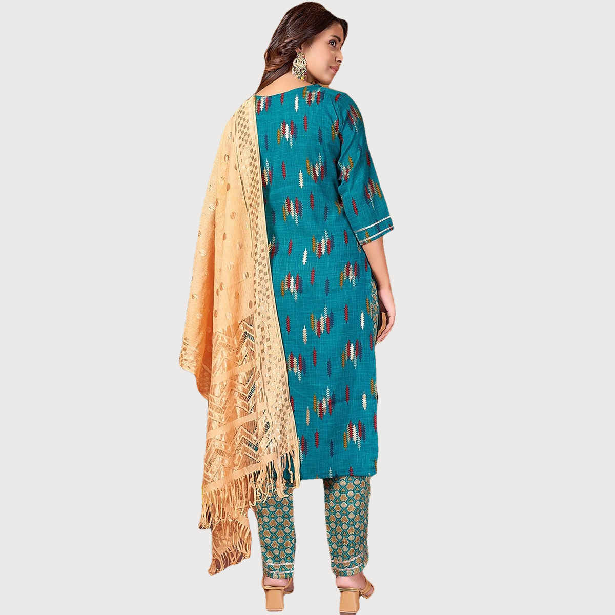 Anubhutee Women's Ethnic Wear's Silk Blend Straight Kurta Set with Dupatta | Blue - M