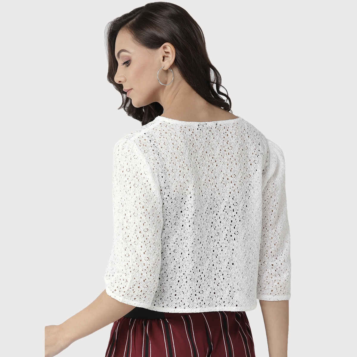 Style Quotient Women Self Design Open Front Shrug | XL | SS19SQAHILYA - Off-White