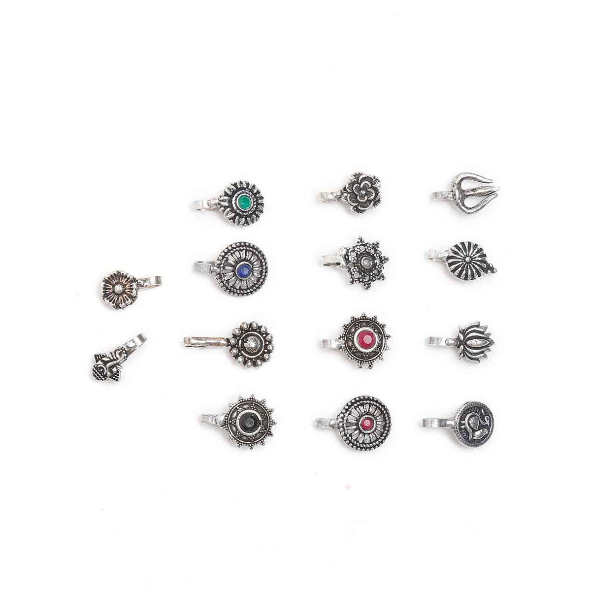 YouBella Silver Plated Alloy Nose Ring Set (YB - Nosepin - 1)