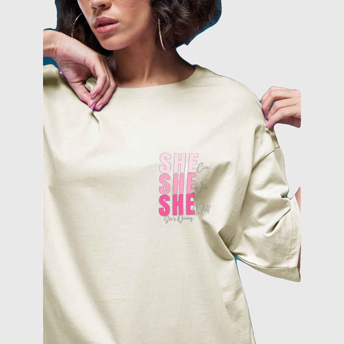 Smartees Women's Oversize Printed T-shirt | WW - 2045 | Skin - S