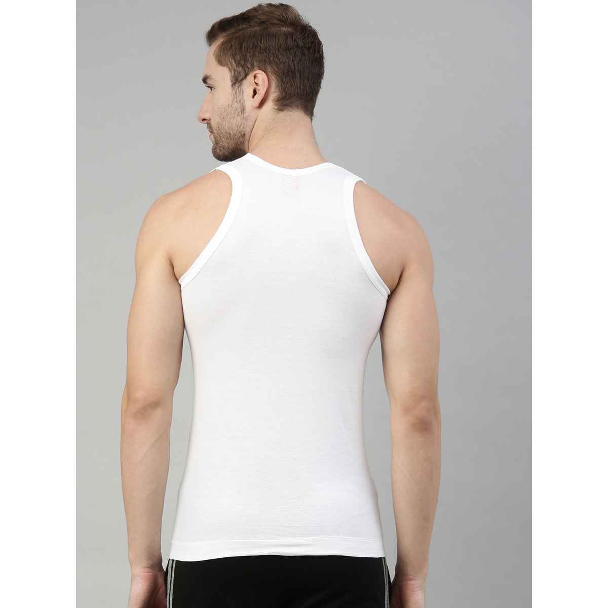 Dixcy Scott Men's Solid 100% Combed Cotton Itch - Free U-neck Sleeveless Vest | White - S