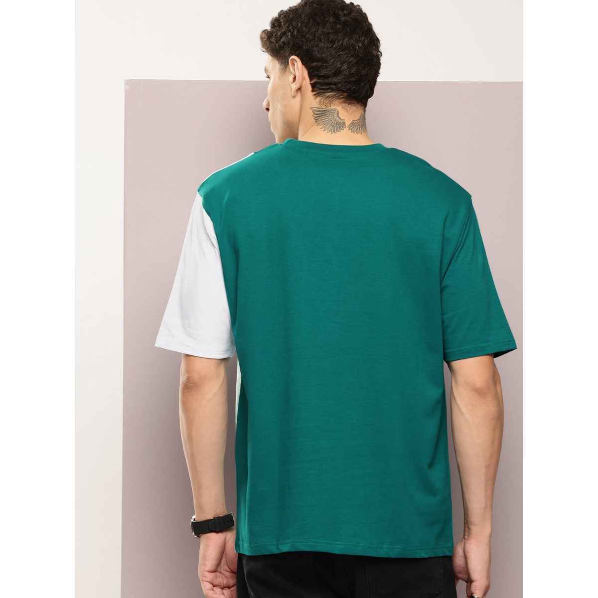 Dillinger Men's Typography Printed Oversized T-shirt | Green - L