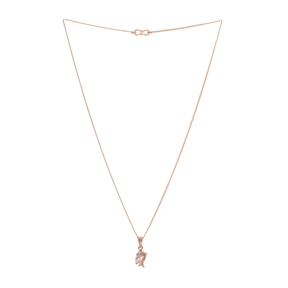 Priyaasi Aquatic Elegance Rose Gold-Plated Fish Pendant Necklace