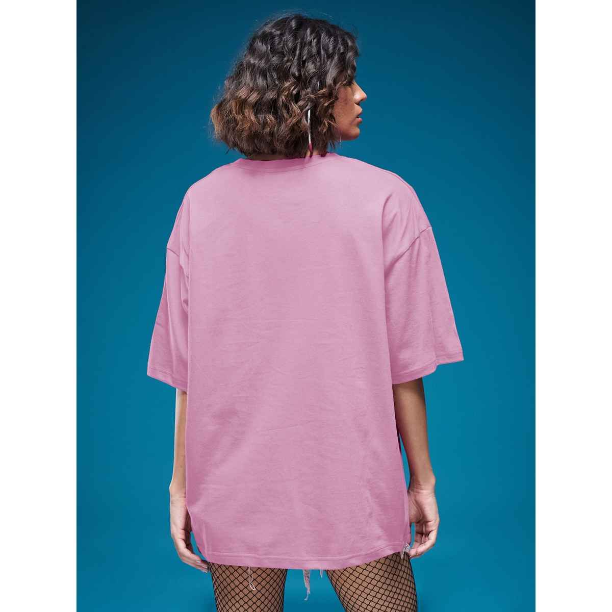 Smartees Women's Oversize Printed T-shirt | WW - 2060 | Pink - XL