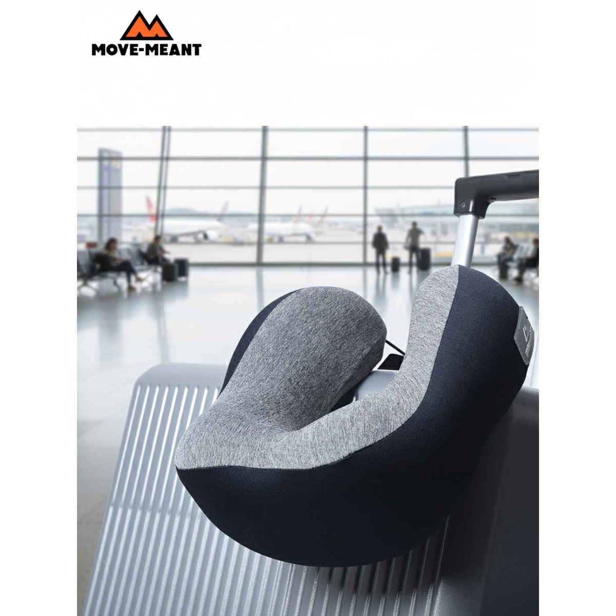 Move-Meant DreamRest Memory Foam Neck Pillow for Travel, Soft Support, Grey