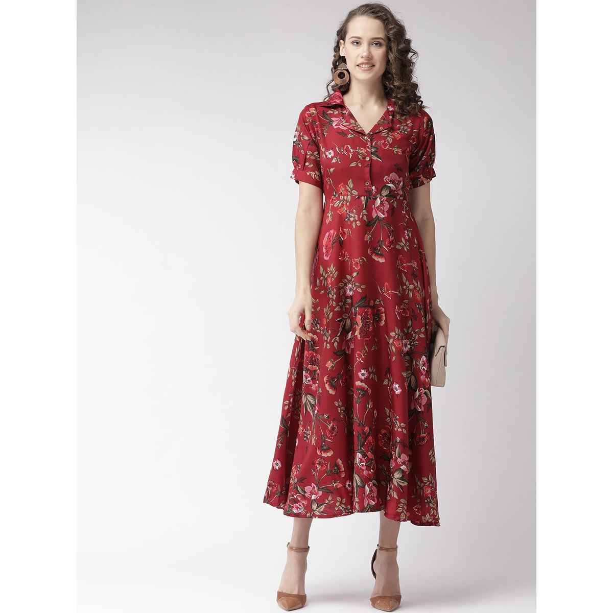 Wyshlist Women's Maxi Dress Floral Fiesta | Maroon - M