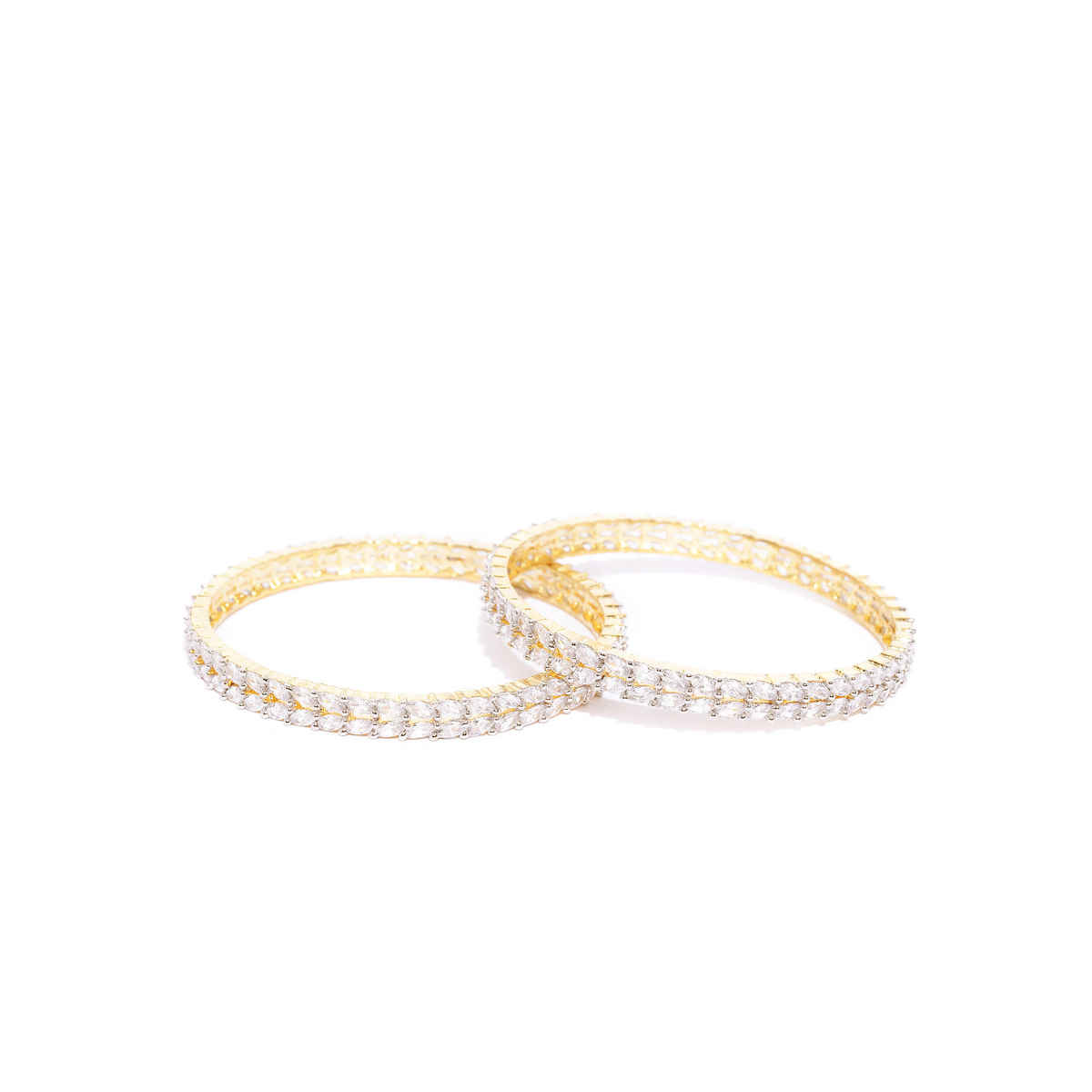 Priyaasi Set Of 2 Gold-Plated American Diamond Studded Bangles