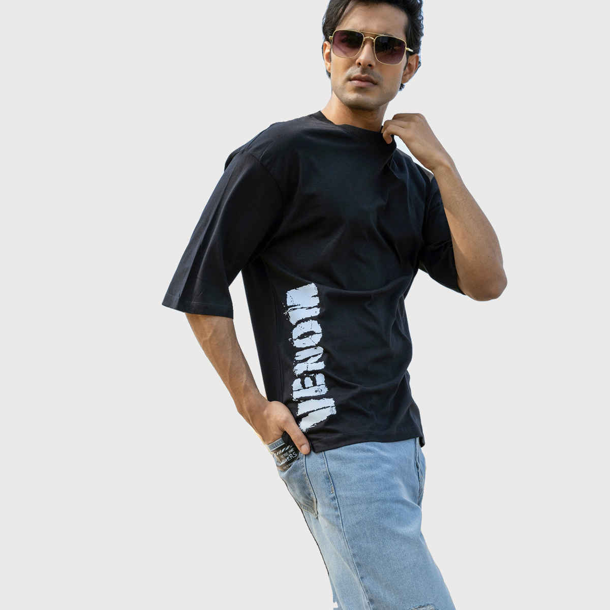 Bonorganik Men's Venom Oversize Front Print T-shirt | BON12024 | Black - M