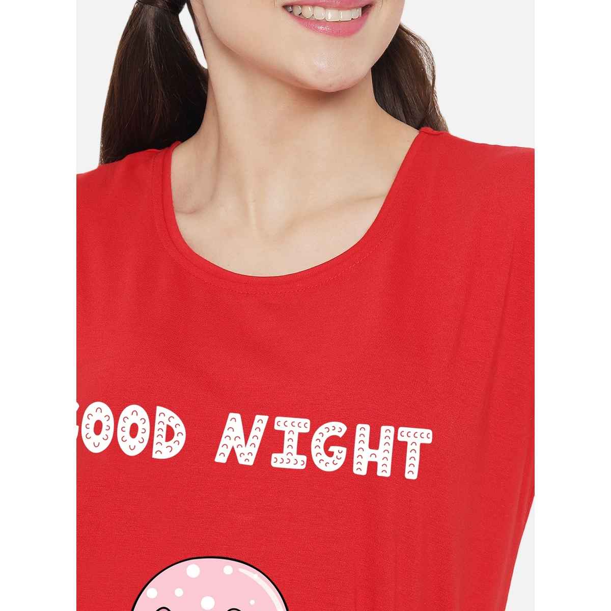 Fflirtygo Women's Cotton Long Tees | Star Light Short Nighty | Purple - S