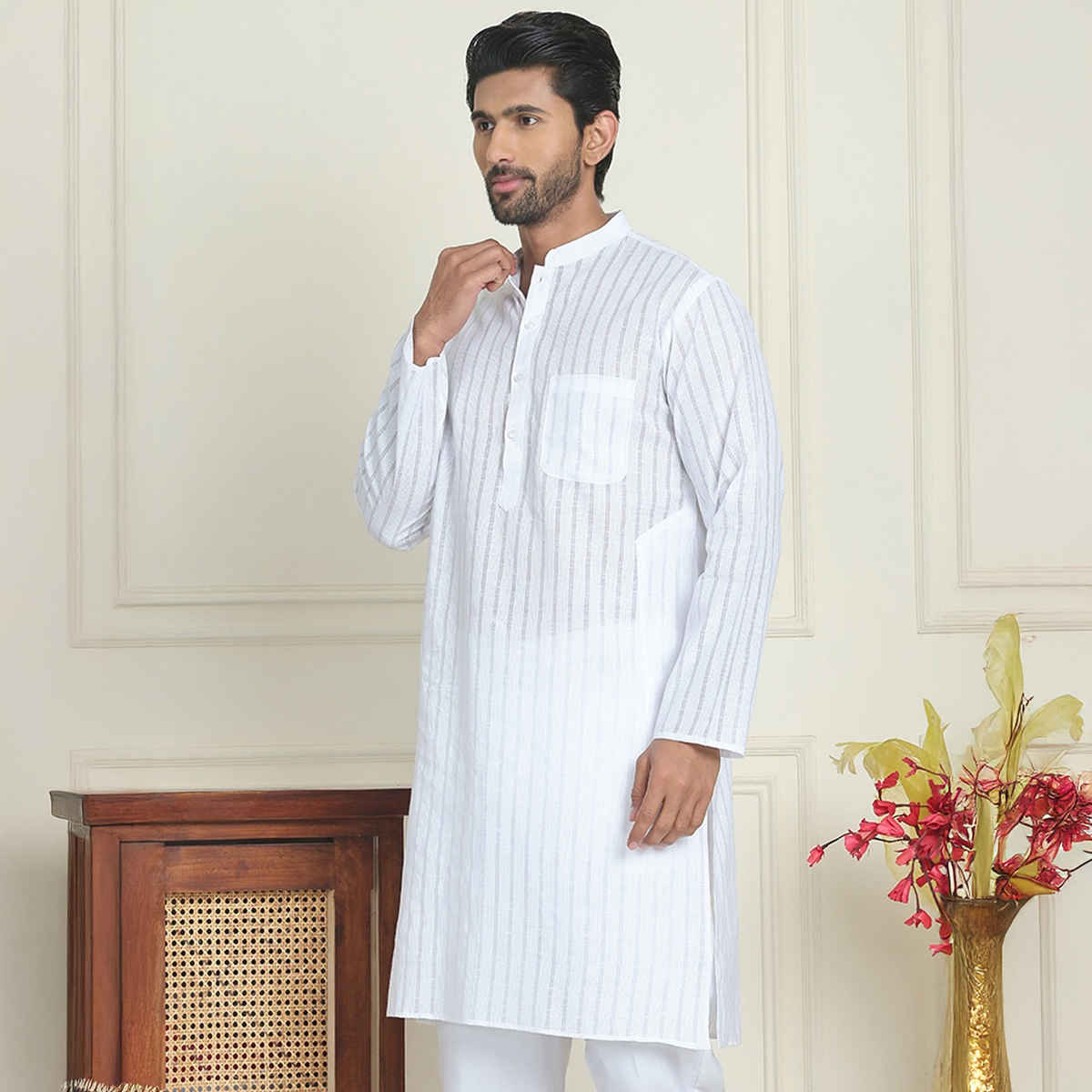 Jompers Men's Kurta | White - M