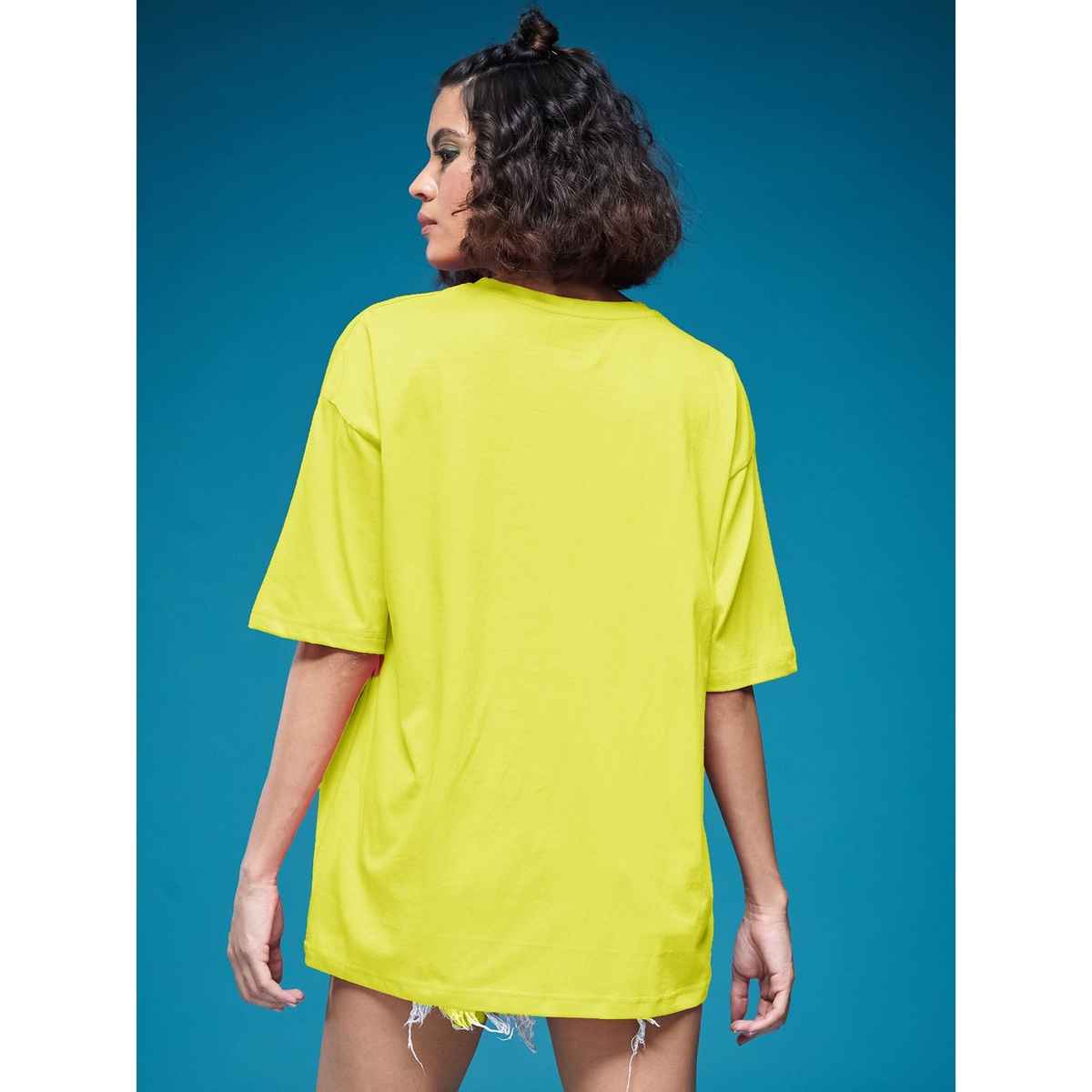 Smartees Women's Oversize Printed T-shirt | WW - 2039 | Lemon - L