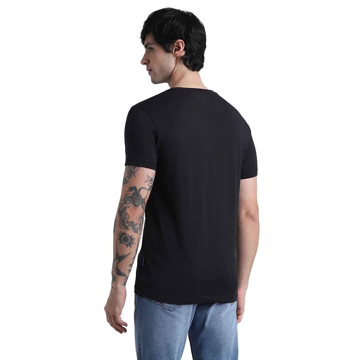 Jack & Jones Men's Cotton Slim fit T-shirt | Jet Black - XL
