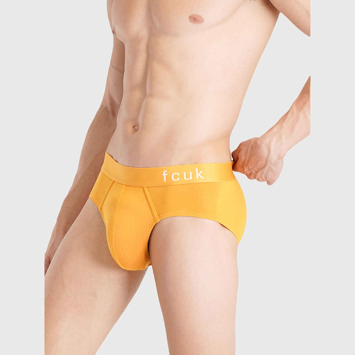 Fcuk Glo Park Royal | Men s Solid Briefs Pack of 2 | Tango Red | Artisan s Gold | L