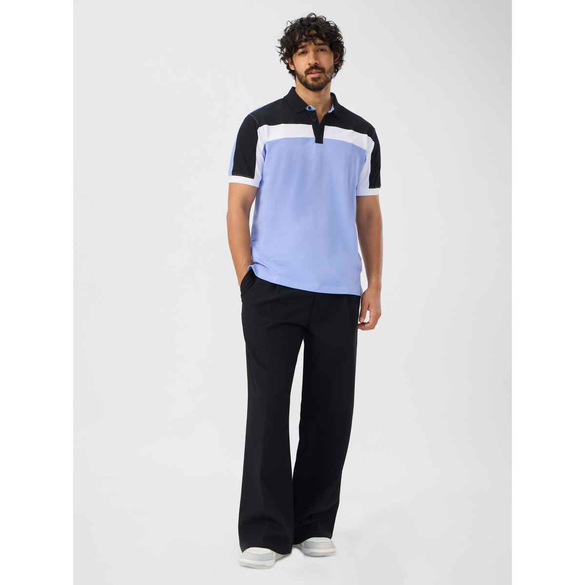 The Souled Store Men's Regular Colourblock Polo - Skyline Polos | Skyline | XL