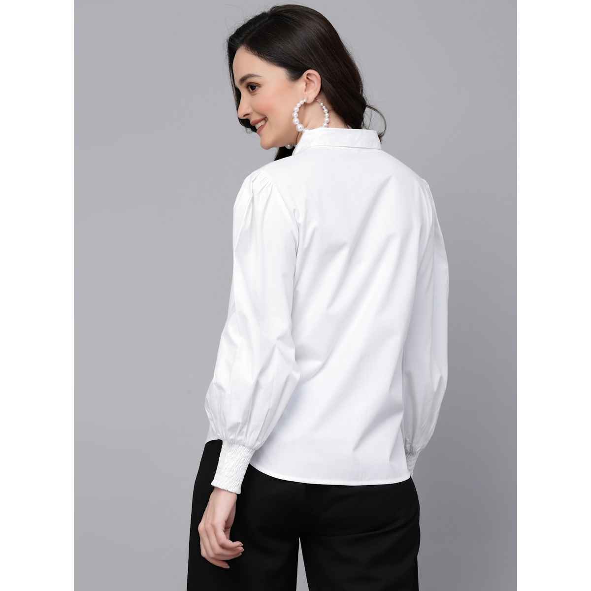 Style Quotient Women White Solid Regular Casual Shirt | M | SS23SQIVANKA - White
