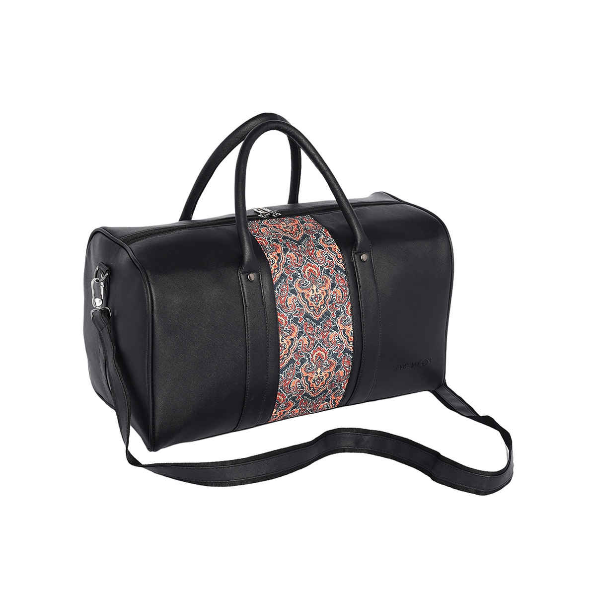 Fur Jaden 33 L Black Vegan Leather Spacious Weekender Duffle Bag for Travel