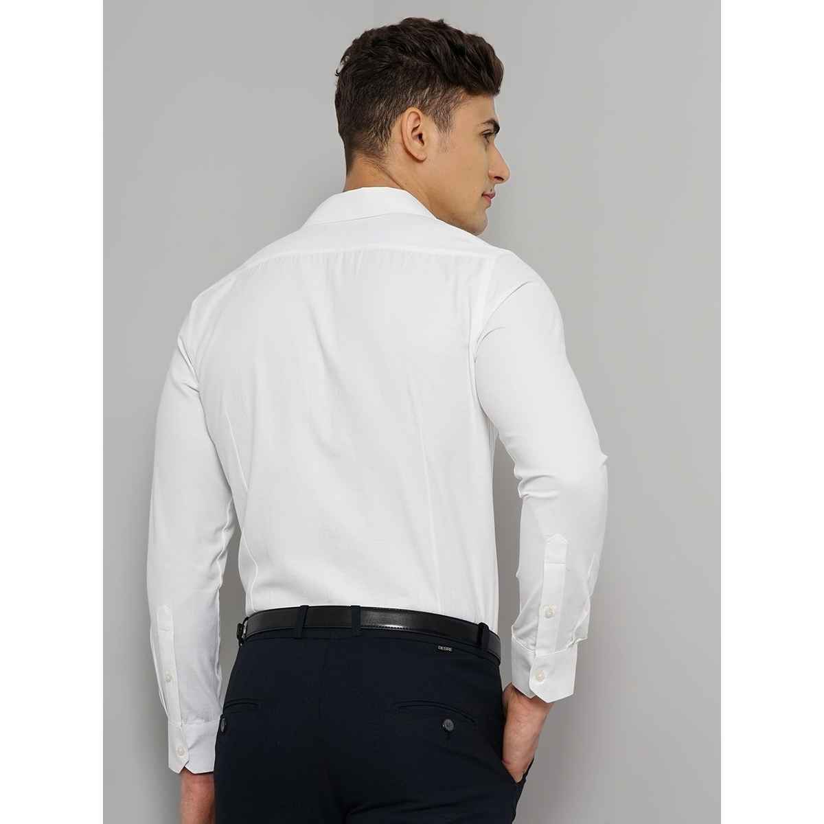 The Indian Garage Co Men's Slim Fit Solid Formal Shirt | White - XL
