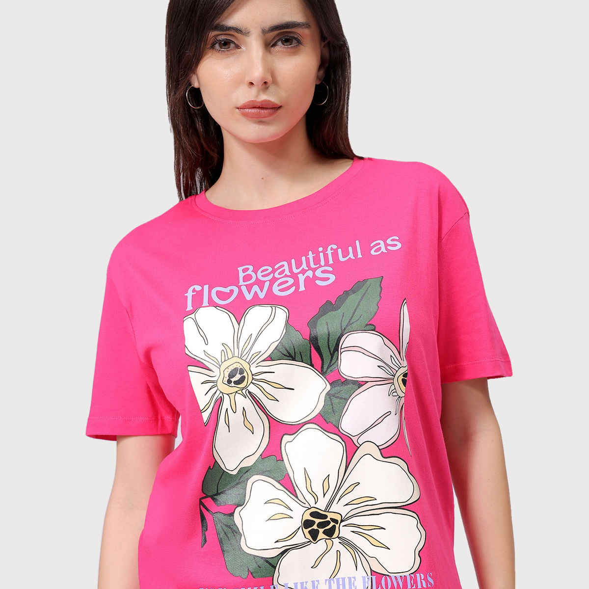 Freehand Women's Relaxed Casual Crew Neck T-shirt | Pink - XL