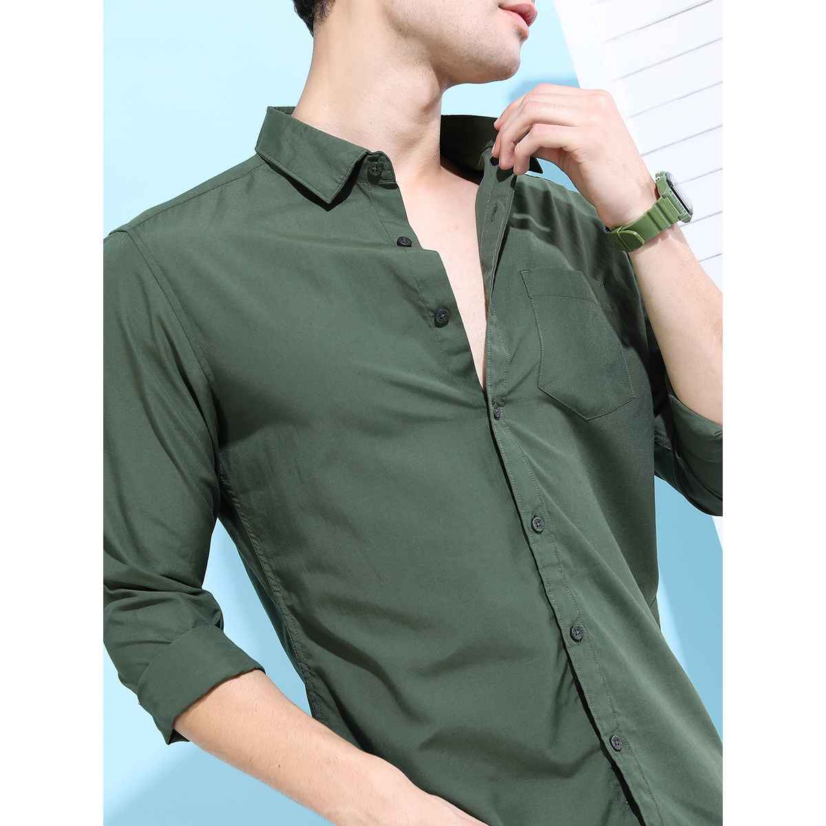Ketch Men Slim Fit Casual Shirt| Green | M