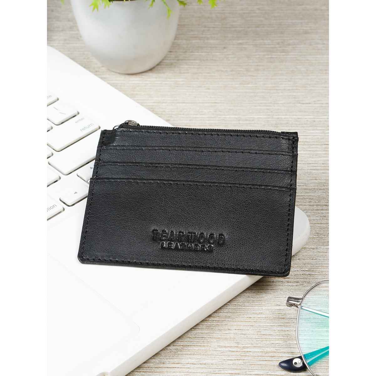 Teakwood Men's Solid Genuine Leather Wallet | Black - One Size