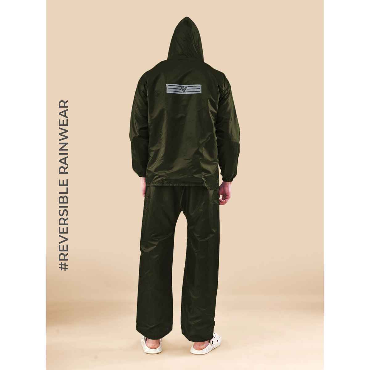 Lux Venus Reversible Rain Suit for Men - Military Green | XXL