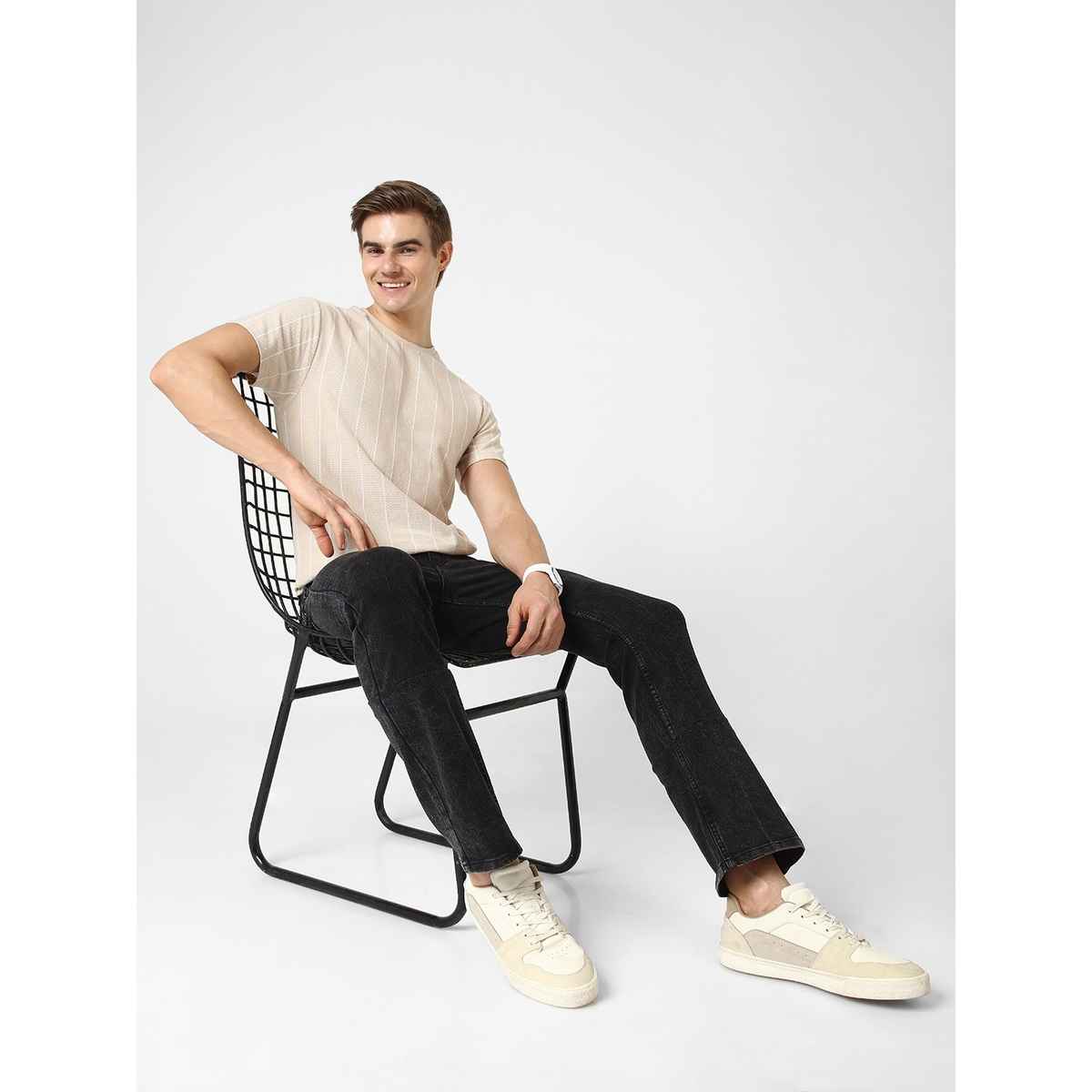 Urbano Fashion Men's Bootcut Jeans Washed Stretchable | Black | 28