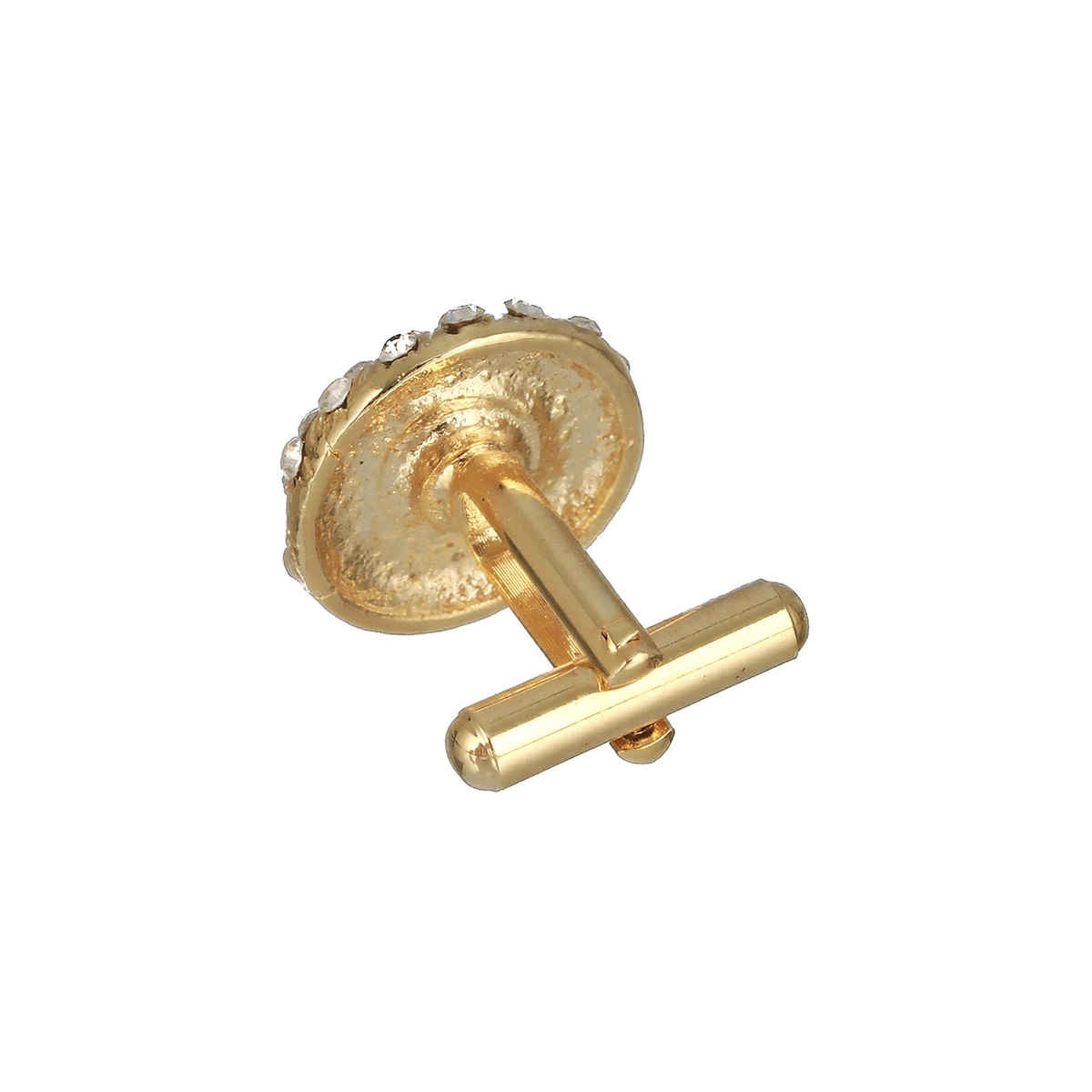 Bold By Priyaasi Round Solitaire Gold-Plated Cufflinks For Men