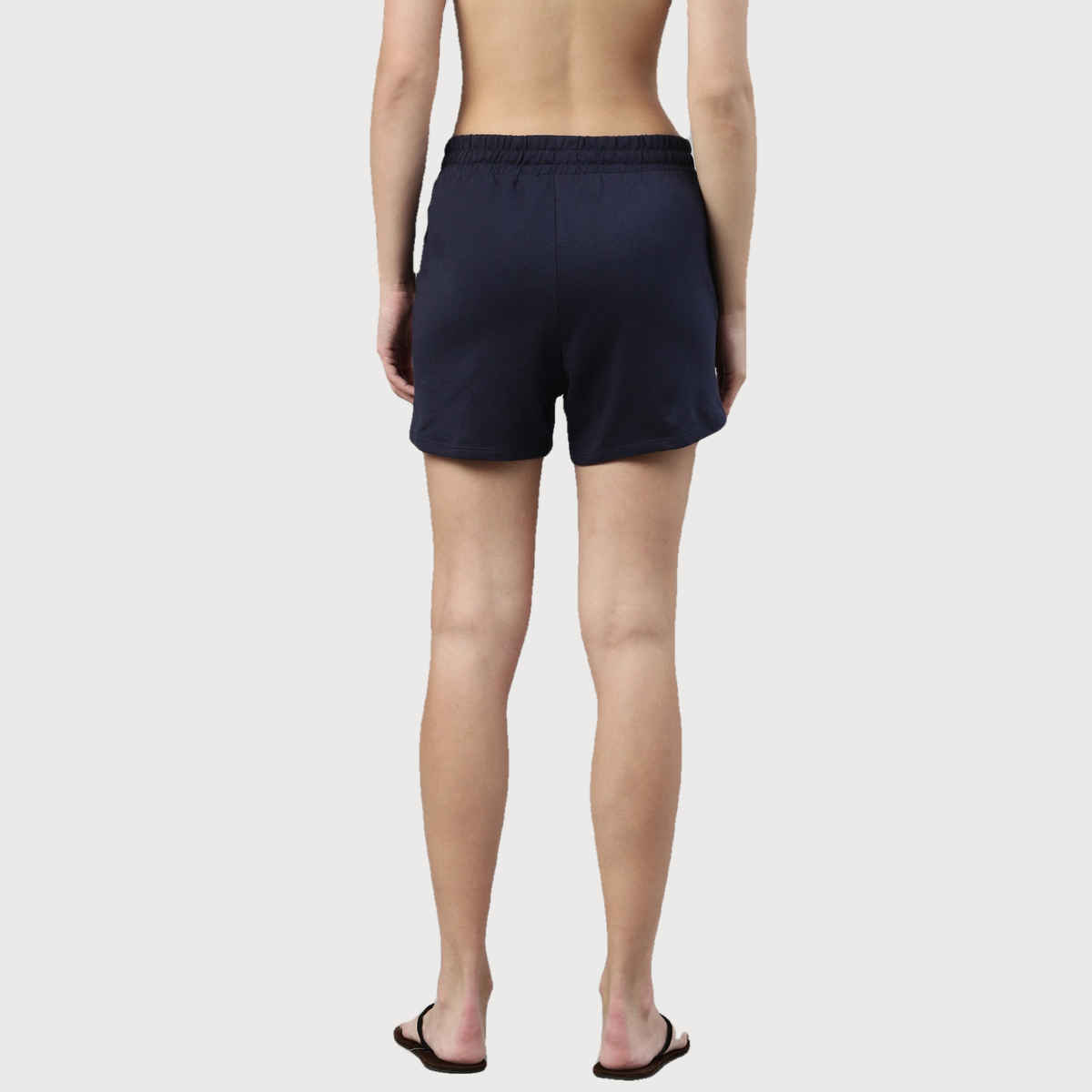 Enamor Essentials E078 Women s Comfy Terry Shorts | Adjustable Waistband & Pockets | Navy Blue | L