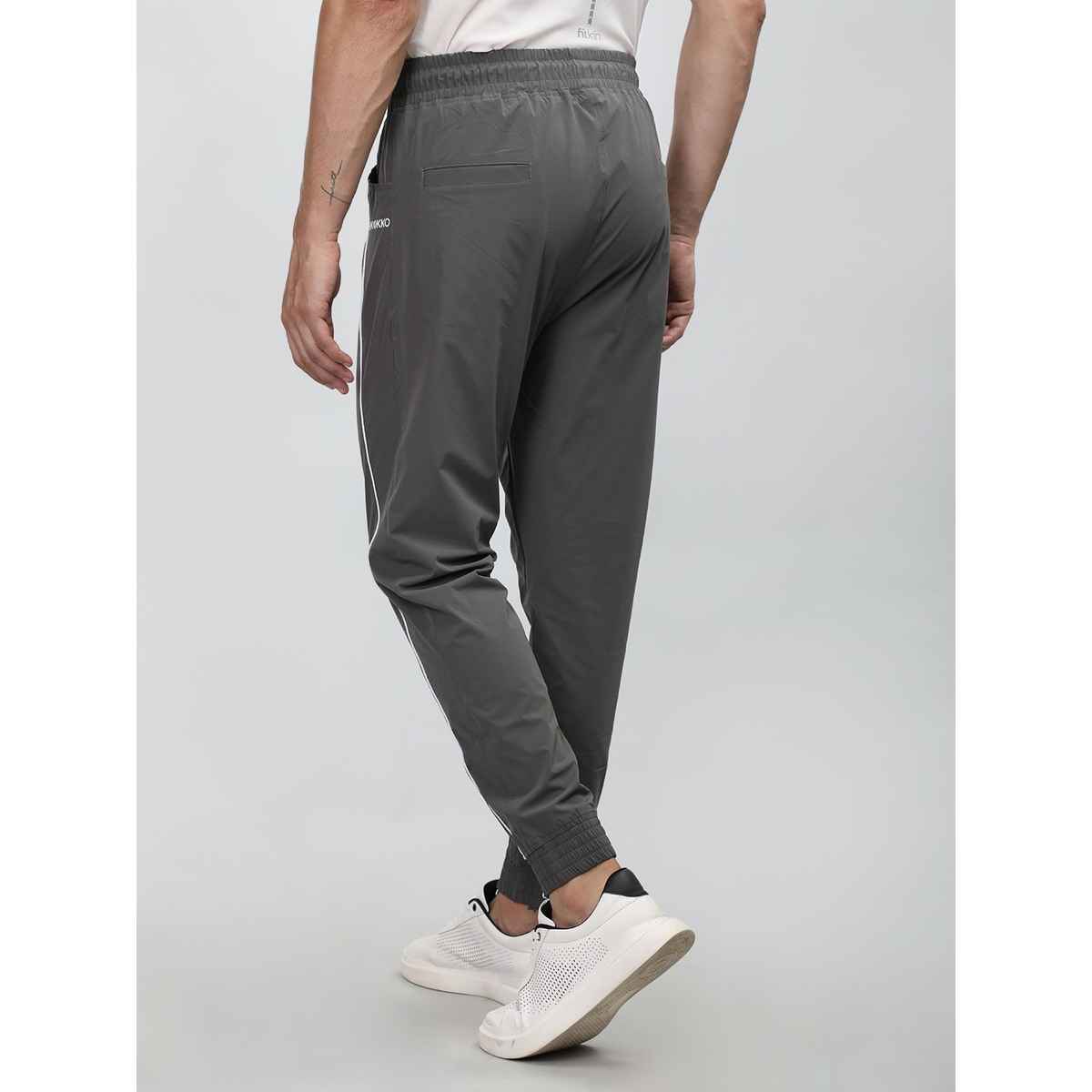 Chkokko Men Sports Track Pant Gym Workout Lower With Pocket Dark Grey White - XL