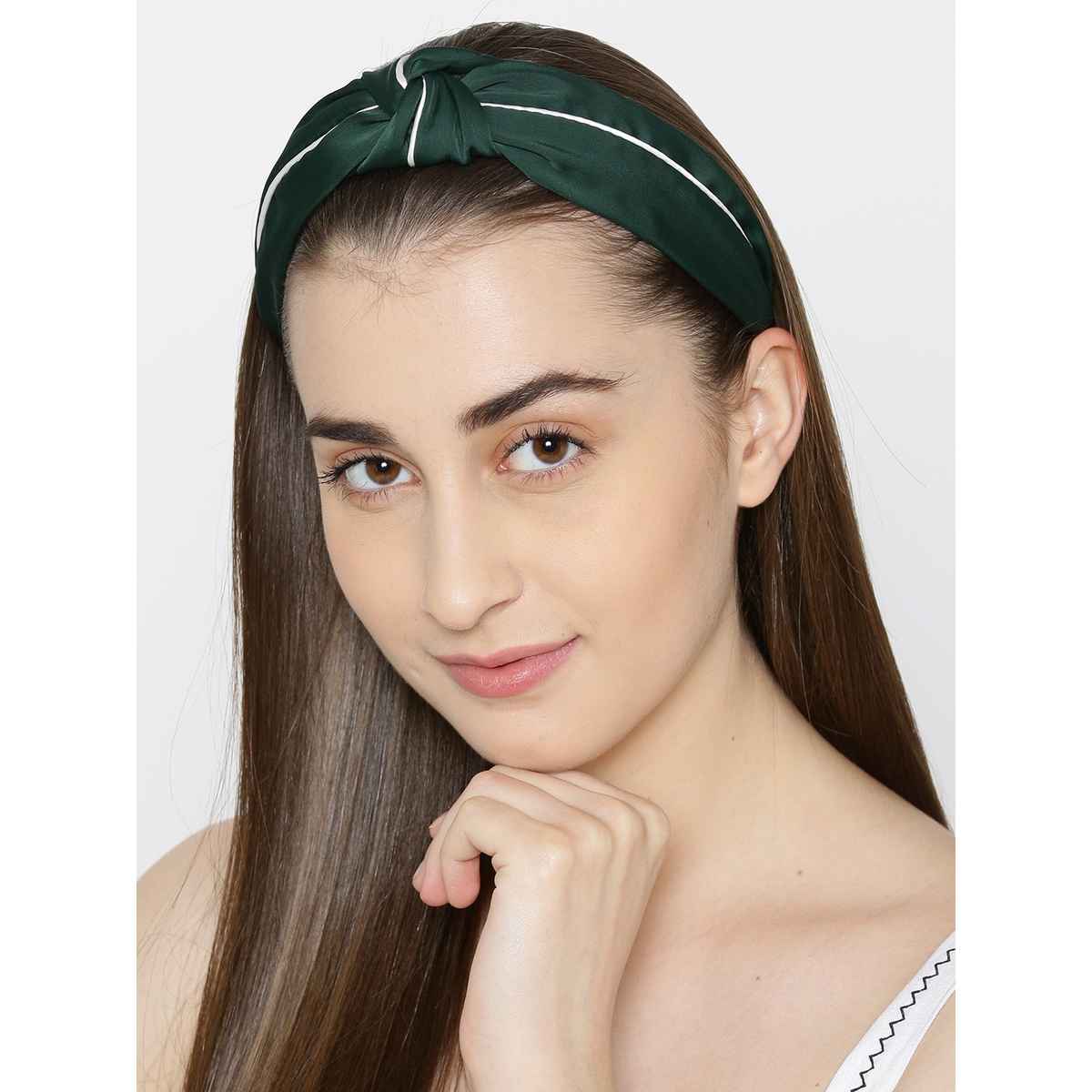 Priyaasi Green & White Striped Hairband