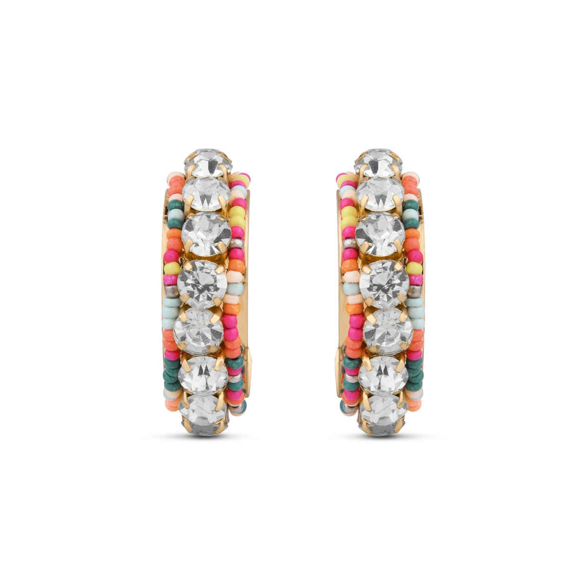 Accessorize London Women's Multi Sparkle Gem Hoop Earrings - Gold