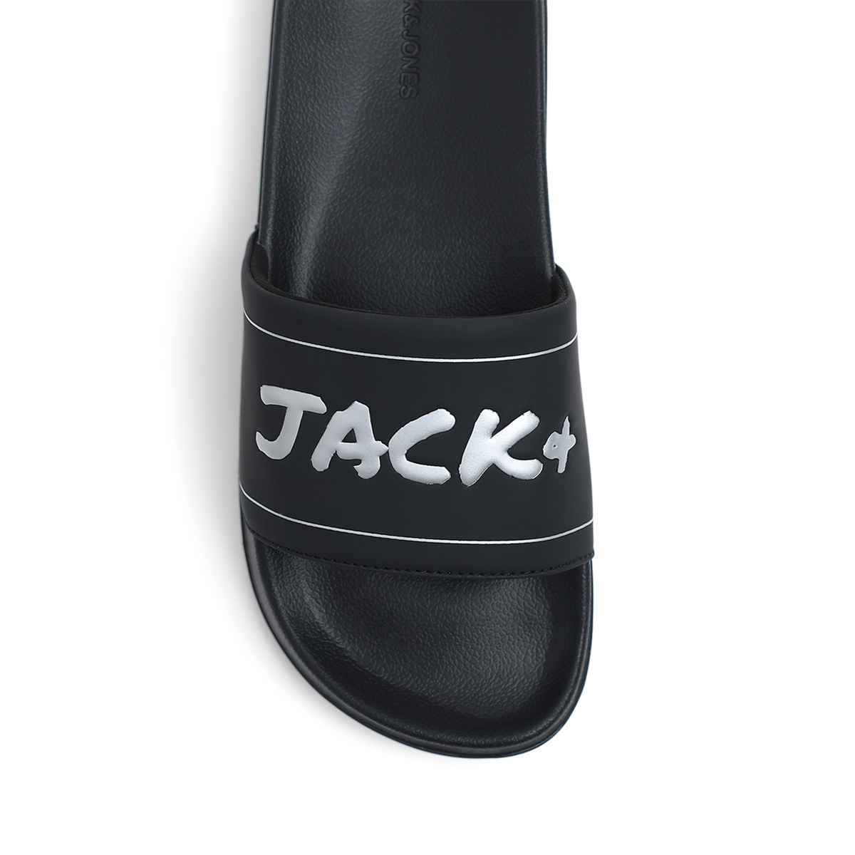 Jack & Jones Men's Logo Print Pool Sliders | Black - UK 7