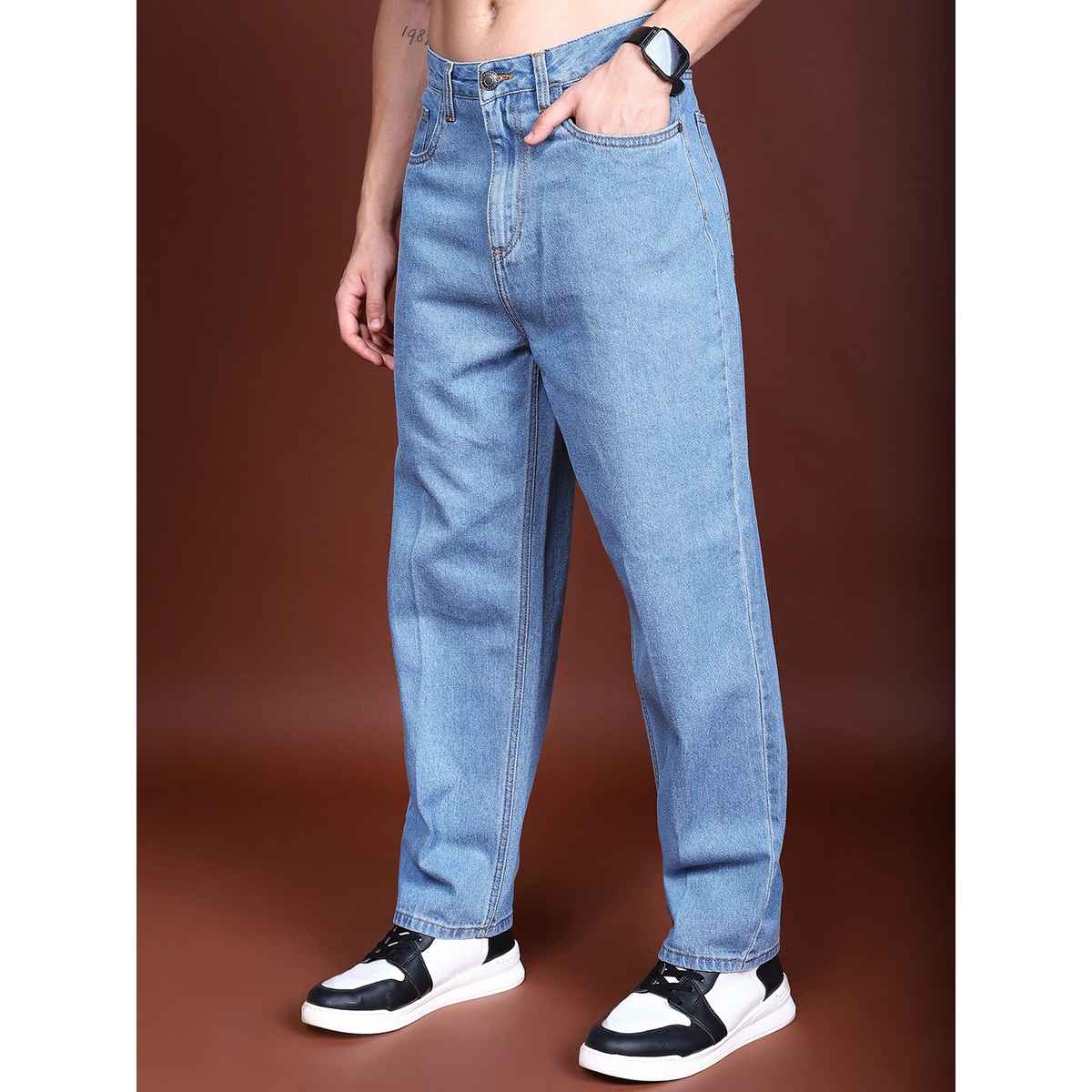 HIGHLANDER Men's Cotton Low-Rise Relaxed Fit Jeans | Blue - 34